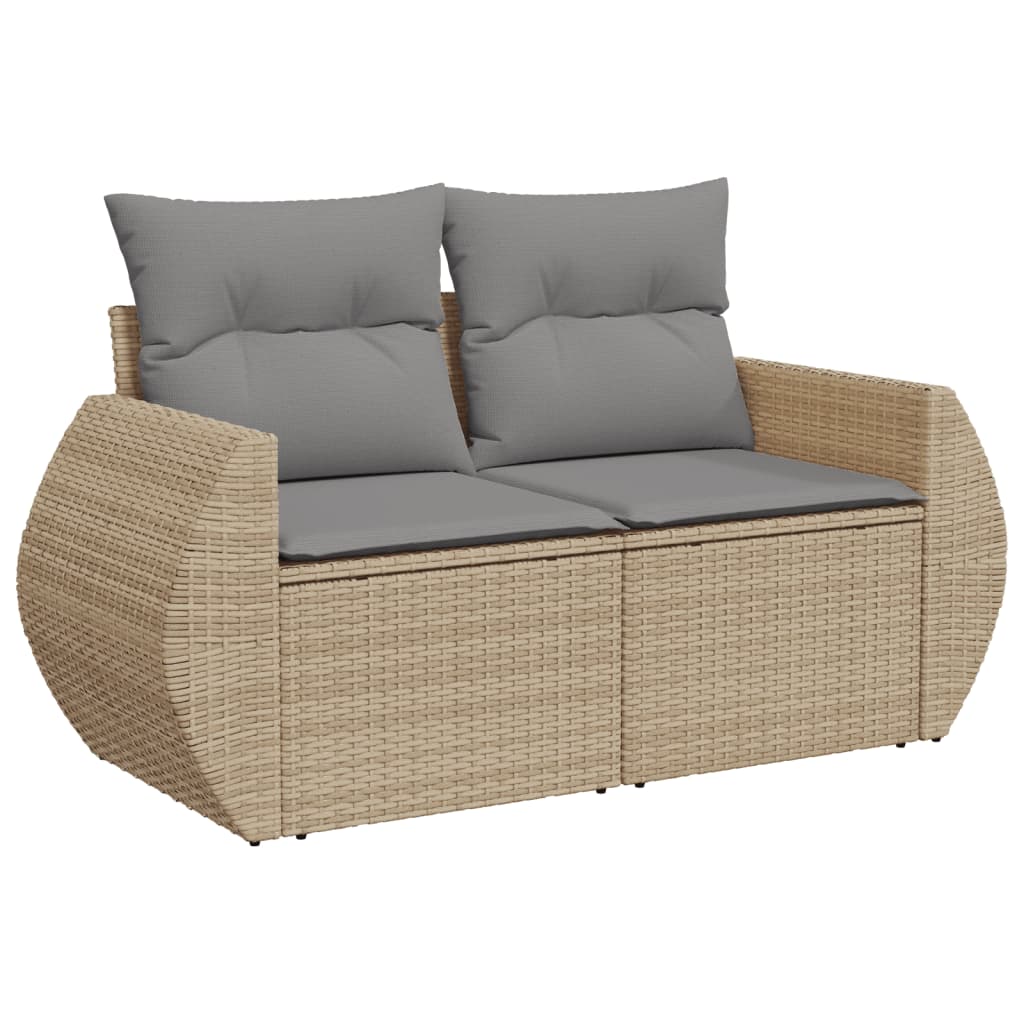 Set canapele de gradina cu perne, 5 piese, bej, poliratan — imaginea 4