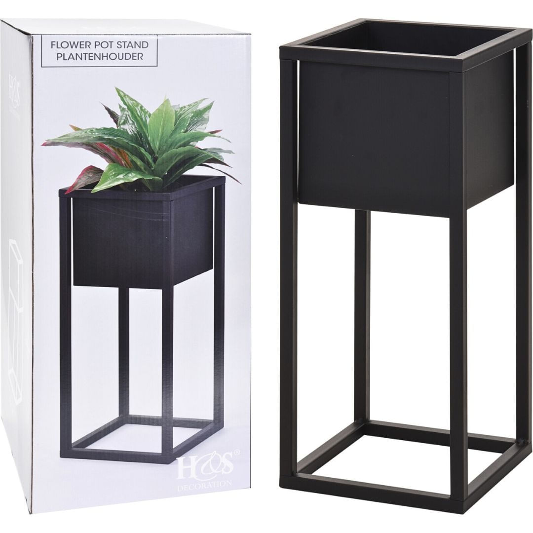 Ghiveci metalic negru pentru flori 50 cm — imaginea 2
