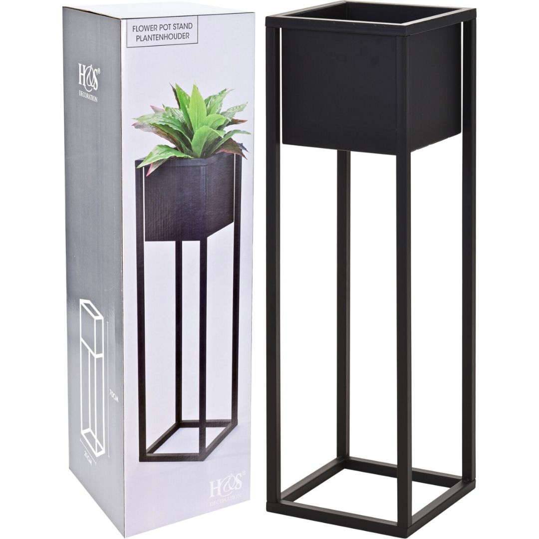 Ghiveci metalic negru pentru flori 70 cm — imaginea 2
