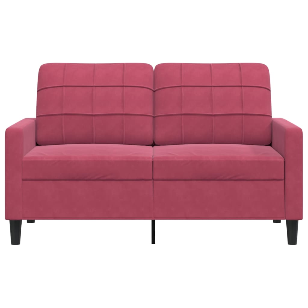 Canapea cu 2 locuri, rosu vin, 120 cm, catifea — imaginea 4