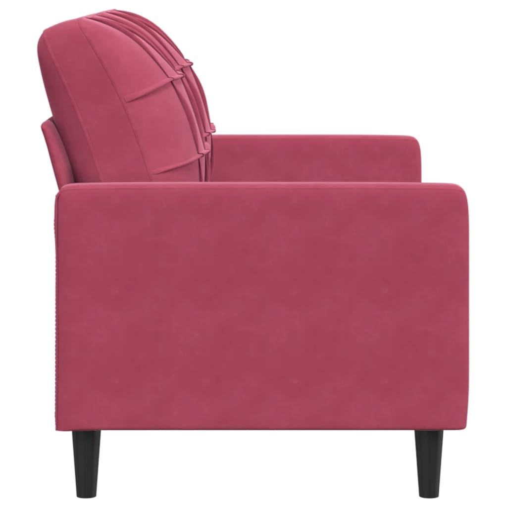 Canapea cu 2 locuri, rosu vin, 120 cm, catifea — imaginea 5
