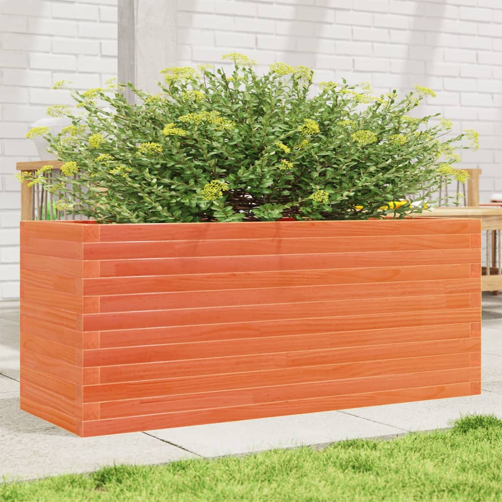 Jardiniera gradina, maro ceruit, 110x40x46 cm, lemn masiv pin — imaginea 2