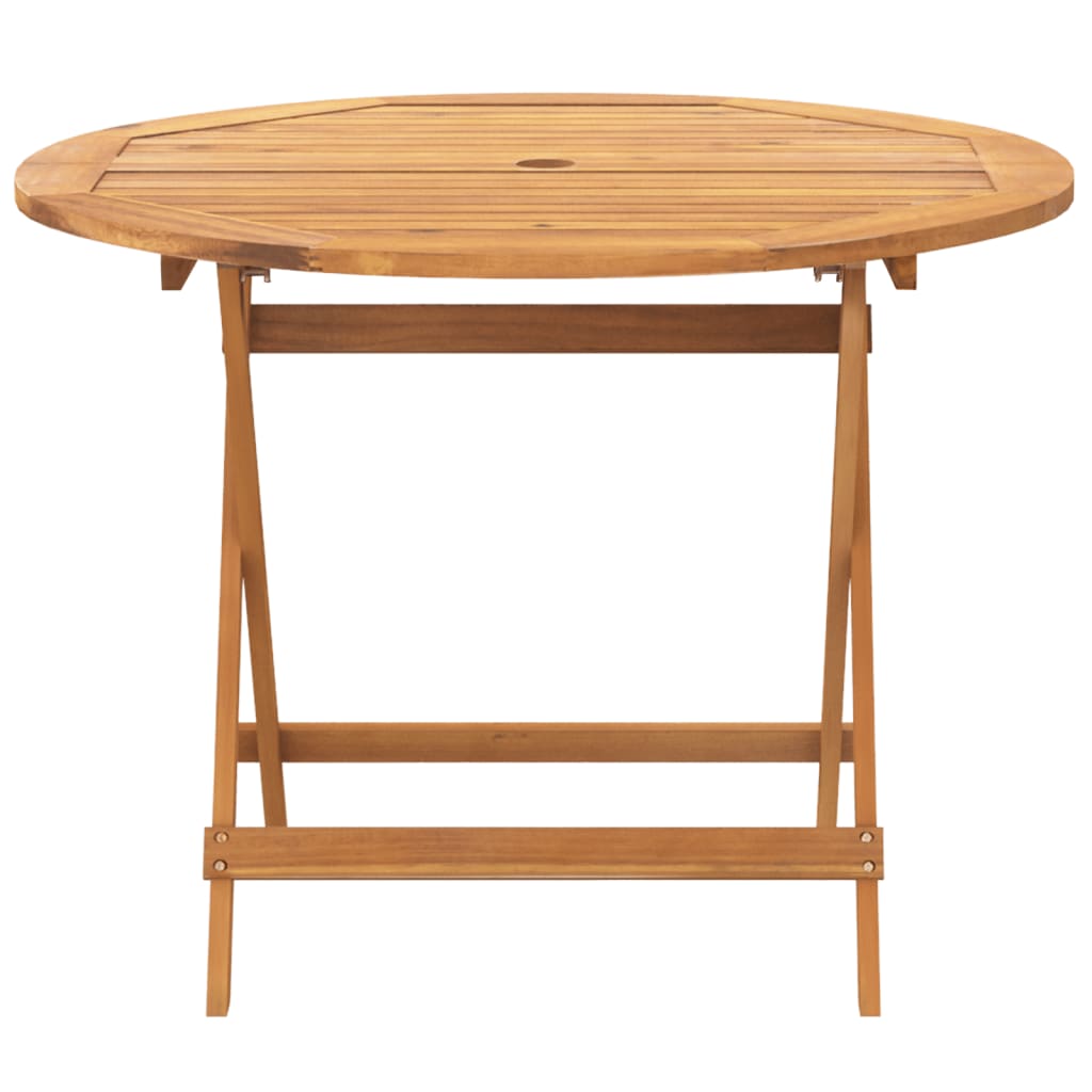 Set mobilier de gradina 5 piese textil albastru alb/lemn masiv — imaginea 5