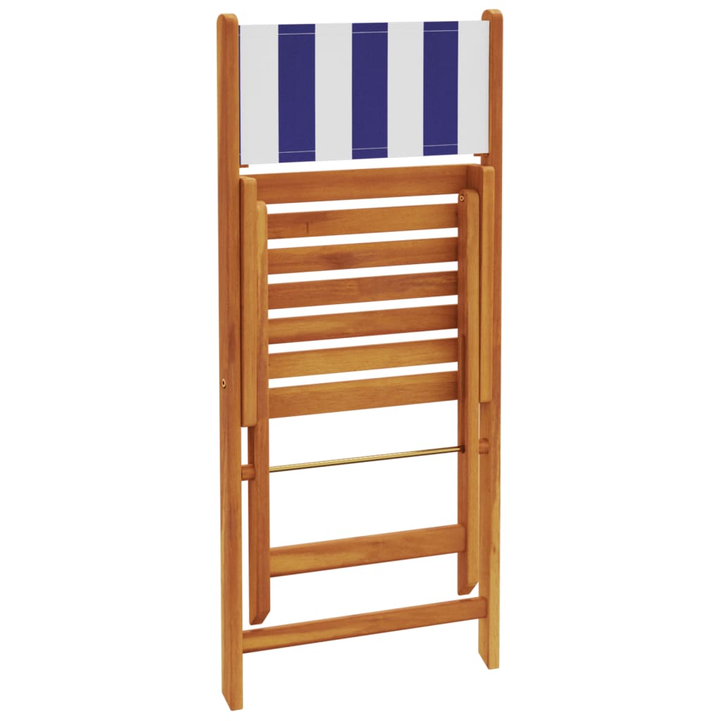 Set mobilier de gradina 5 piese textil albastru alb/lemn masiv — imaginea 7