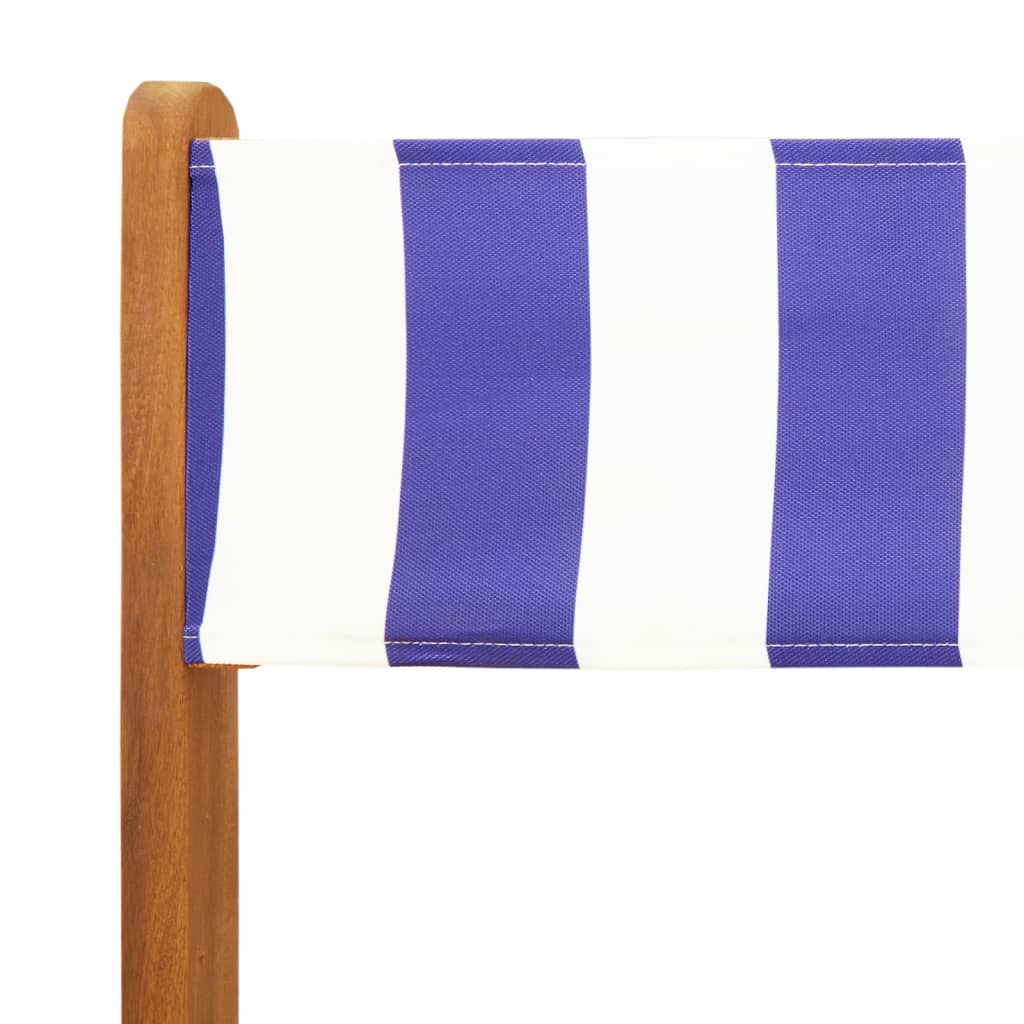 Set mobilier de gradina 5 piese textil albastru alb/lemn masiv — imaginea 10