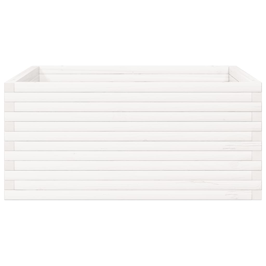 Jardiniera de gradina, alb, 100x100x46 cm, lemn masiv de pin — imaginea 5