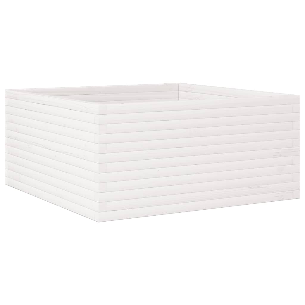 Jardiniera de gradina, alb, 100x100x46 cm, lemn masiv de pin — imaginea 7