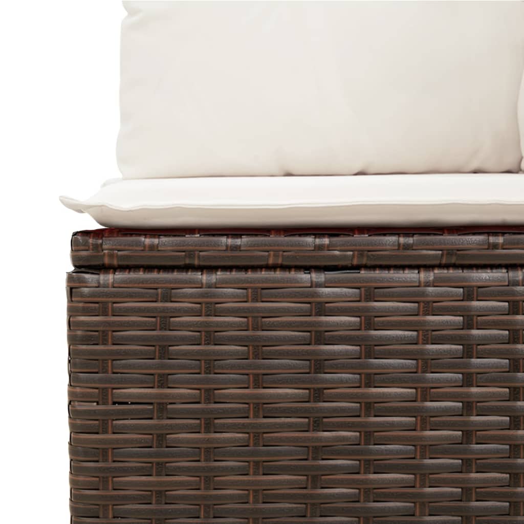 Set canapele de gradina cu perne, 6 piese, maro, poliratan — imaginea 8