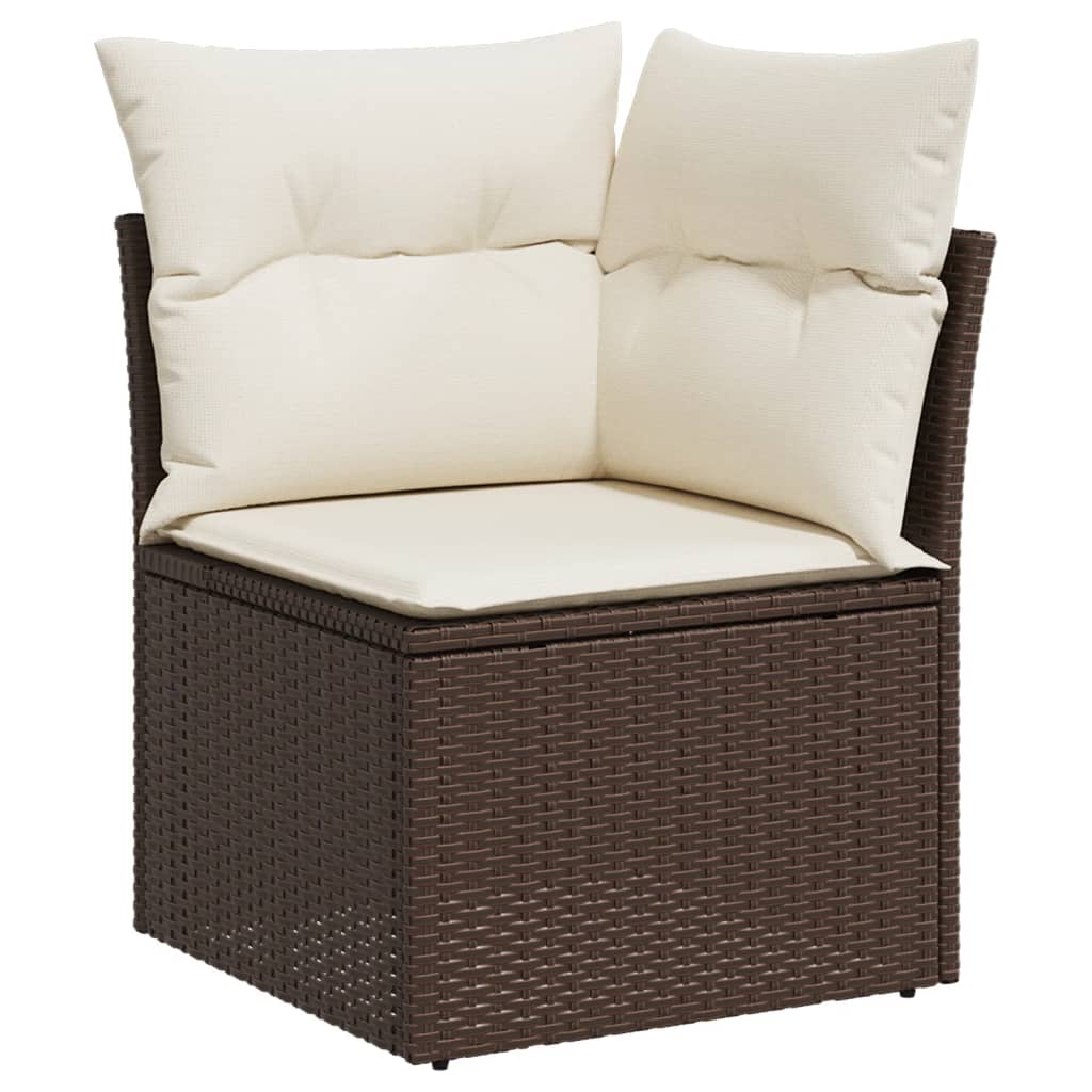 Set canapele de gradina cu perne, 8 piese, maro, poliratan — imaginea 4