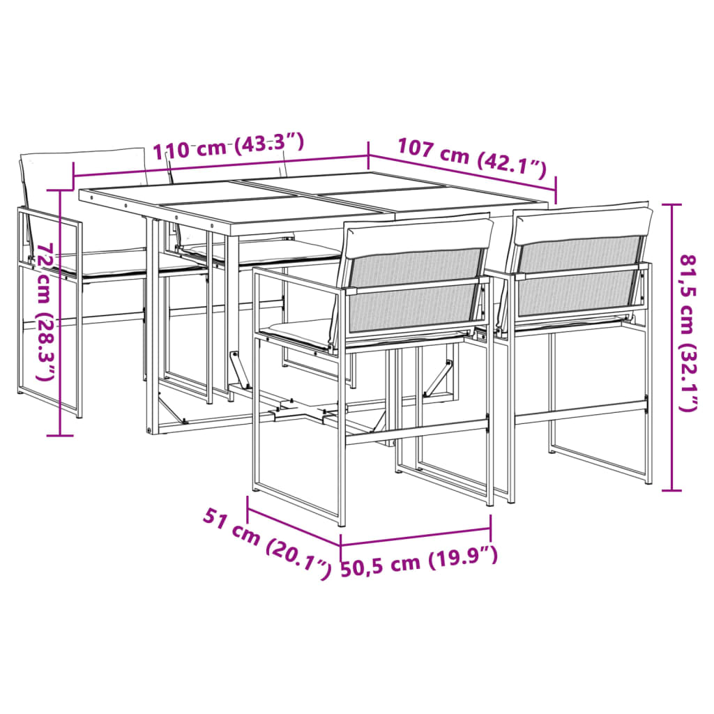 Set mobilier de gradina, 5 piese, cu perne, alb, textilena — imaginea 9