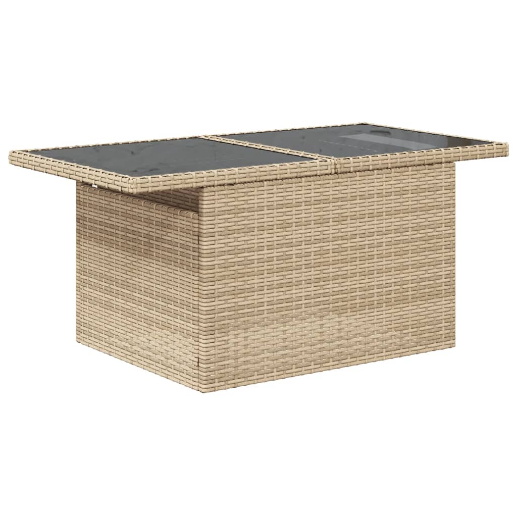 Set canapele de gradina, 7 piese, cu perne, bej, poliratan — imaginea 5