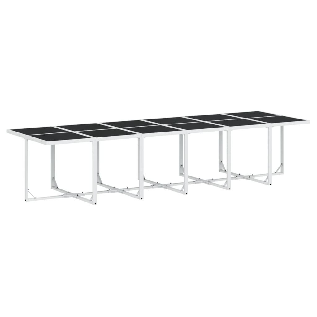 Set mobilier de gradina, 17 piese, cu perne, alb, textilena — imaginea 3