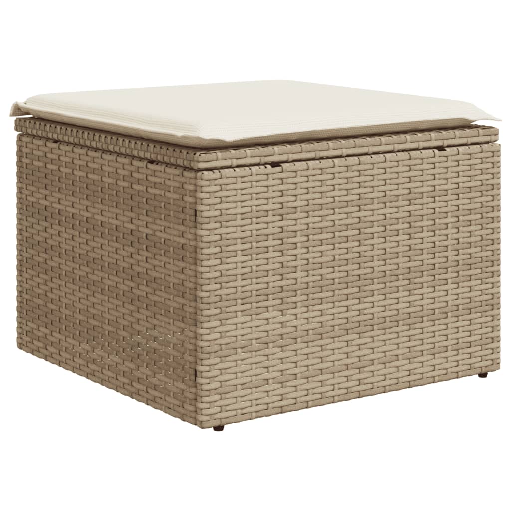 Set canapele de gradina cu perne, 5 piese, bej, poliratan — imaginea 5