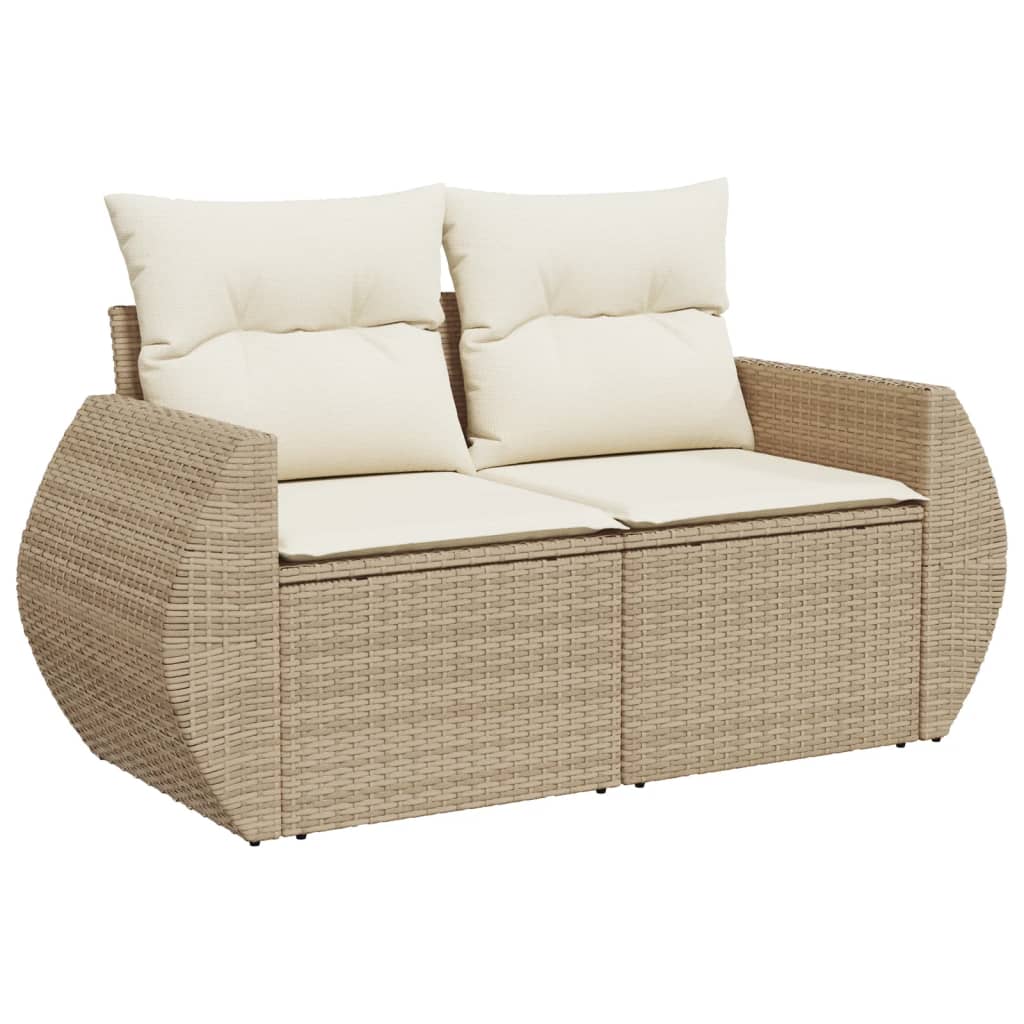 Set canapele de gradina cu perne, 5 piese, bej, poliratan — imaginea 7
