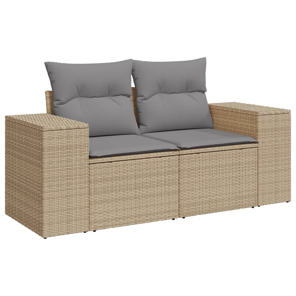 Set canapele de gradina cu perne, 6 piese, bej, poliratan — imaginea 6