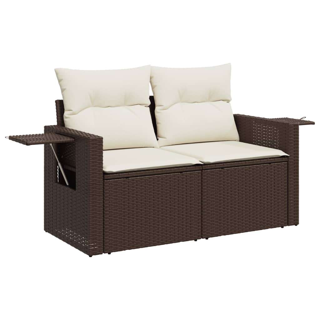 Set canapele de gradina cu perne, 11 piese, maro, poliratan — imaginea 6
