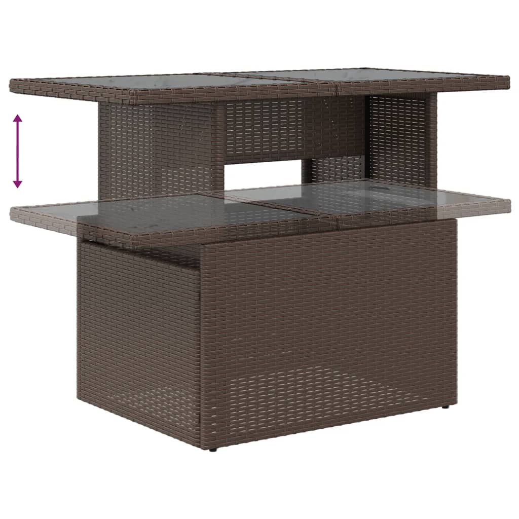 Set canapele de gradina cu perne, 11 piese, maro, poliratan — imaginea 7