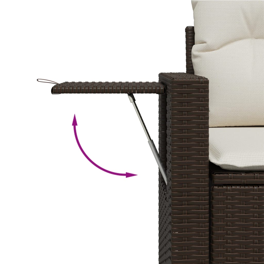 Set canapele de gradina cu perne, 11 piese, maro, poliratan — imaginea 8