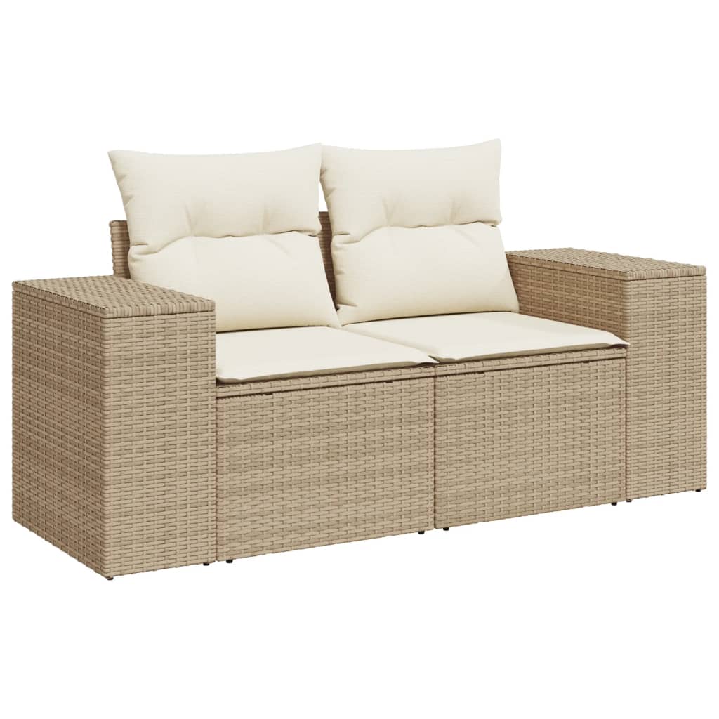 Set canapele de gradina cu perne, 6 piese, bej, poliratan — imaginea 6
