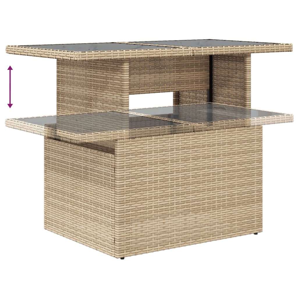 Set canapele de gradina, 9 piese, cu perne, bej, poliratan — imaginea 7