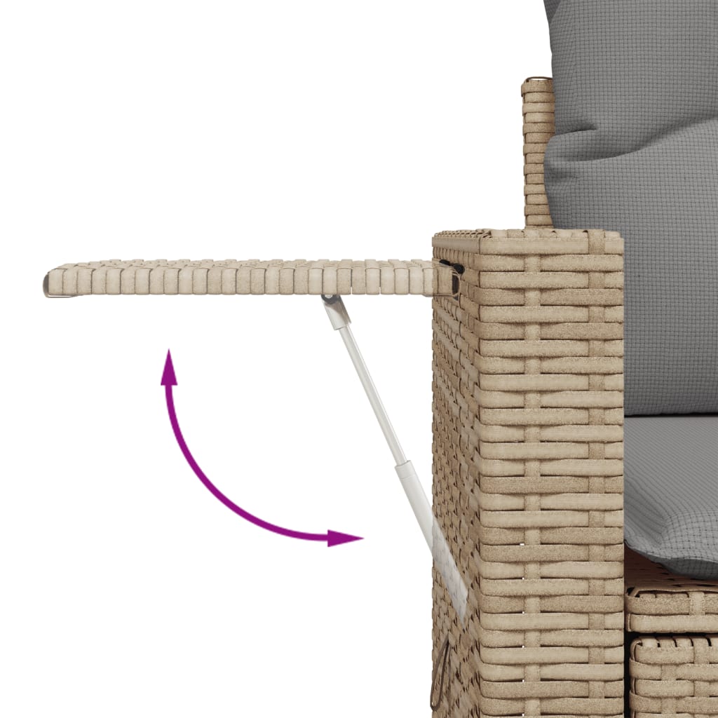 Set canapele de gradina cu perne, 5 piese, bej, poliratan — imaginea 8