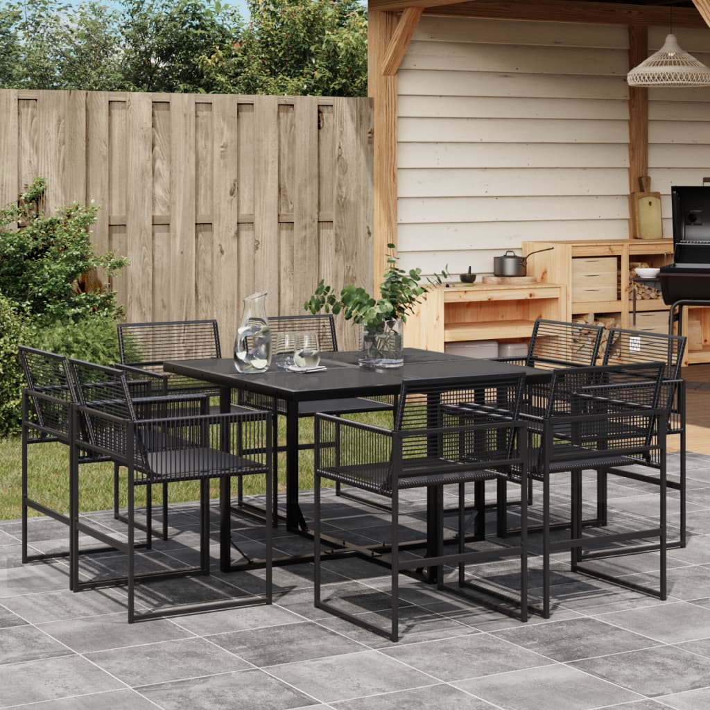 Set mobilier de gradina, 9 piese, poliratan — imaginea 2