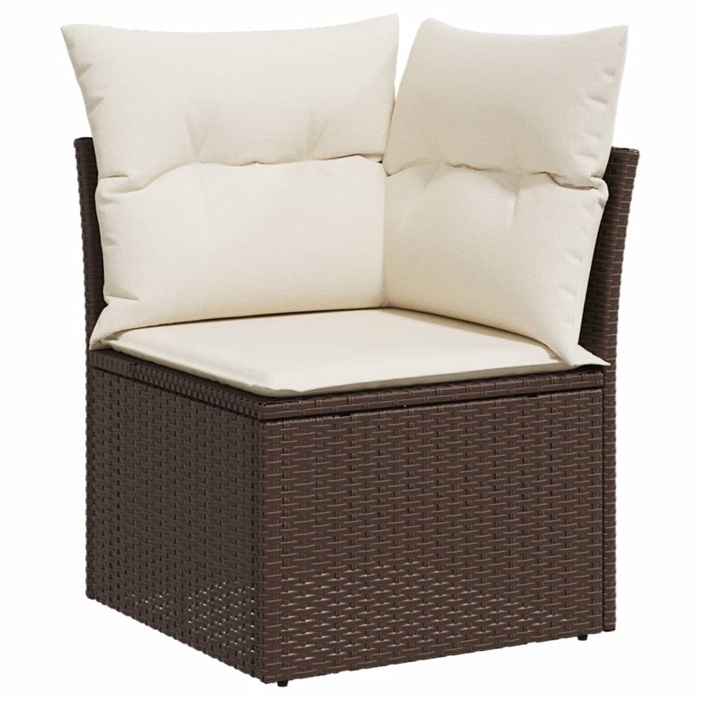 Set canapele de gradina cu perne, 8 piese, maro, poliratan — imaginea 4