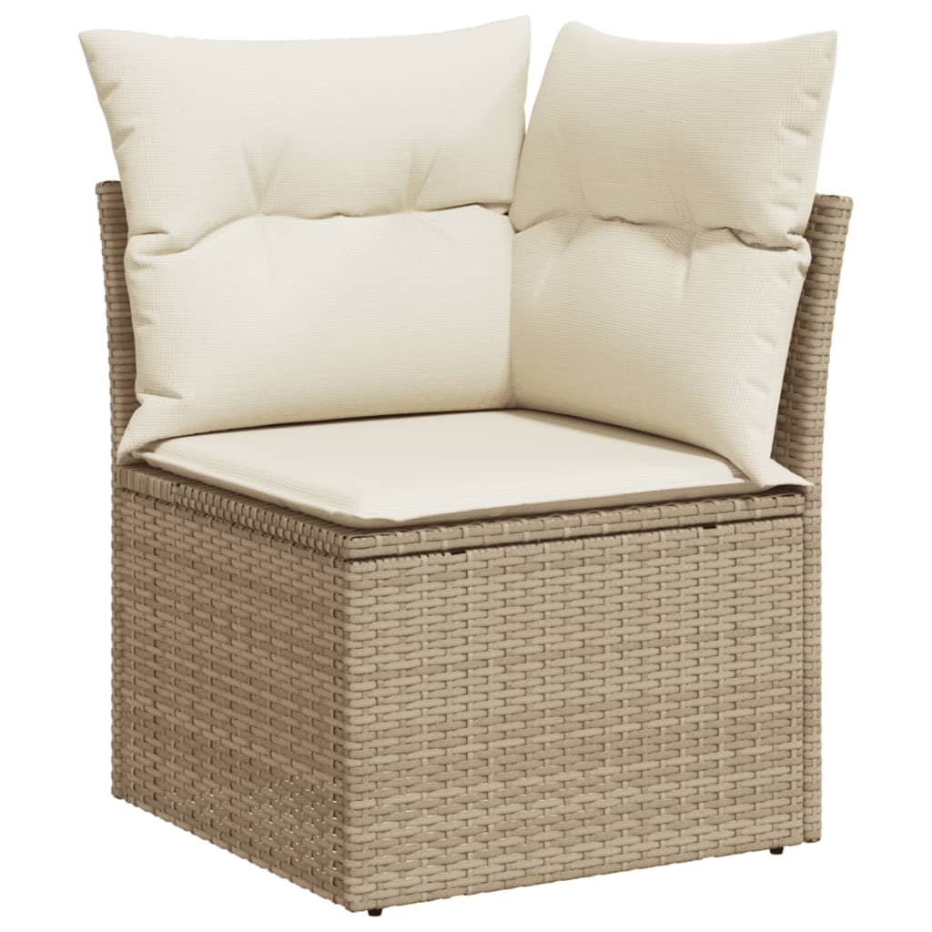 Set canapele de gradina cu perne, 10 piese, bej, poliratan — imaginea 4