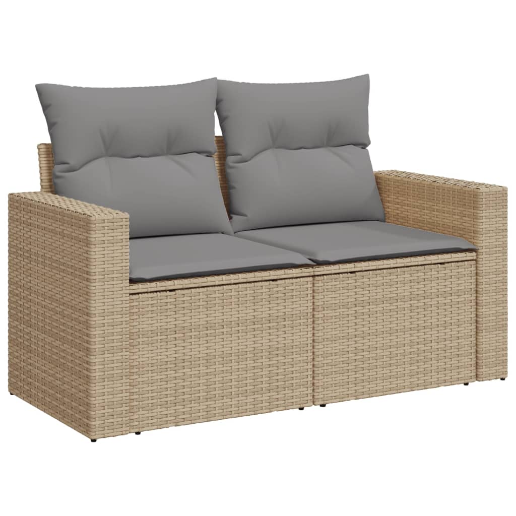 Set canapele de gradina, 8 piese, cu perne, bej, poliratan — imaginea 6