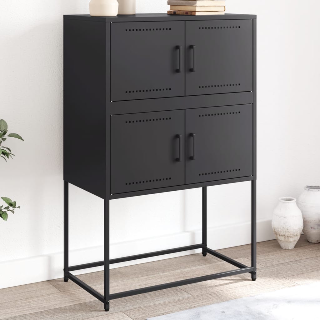 Dulap, negru, 68,5x38,5x107 cm, otel — imaginea 2