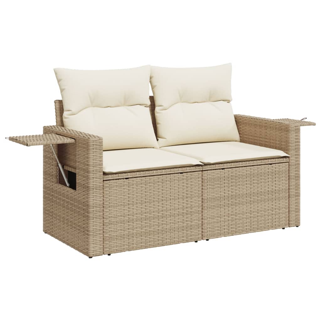 Set canapele de gradina cu perne, 5 piese, bej, poliratan — imaginea 4