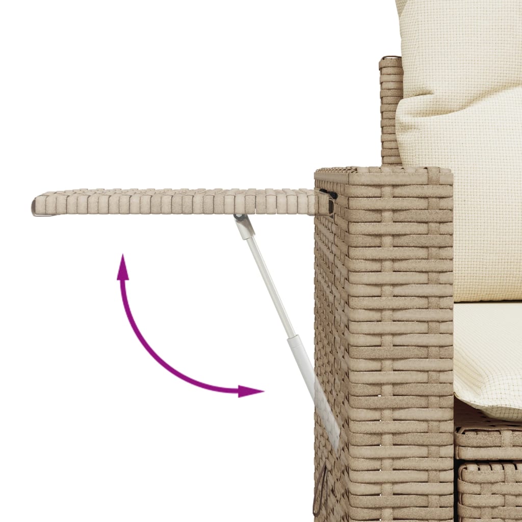 Set canapele de gradina cu perne, 5 piese, bej, poliratan — imaginea 7
