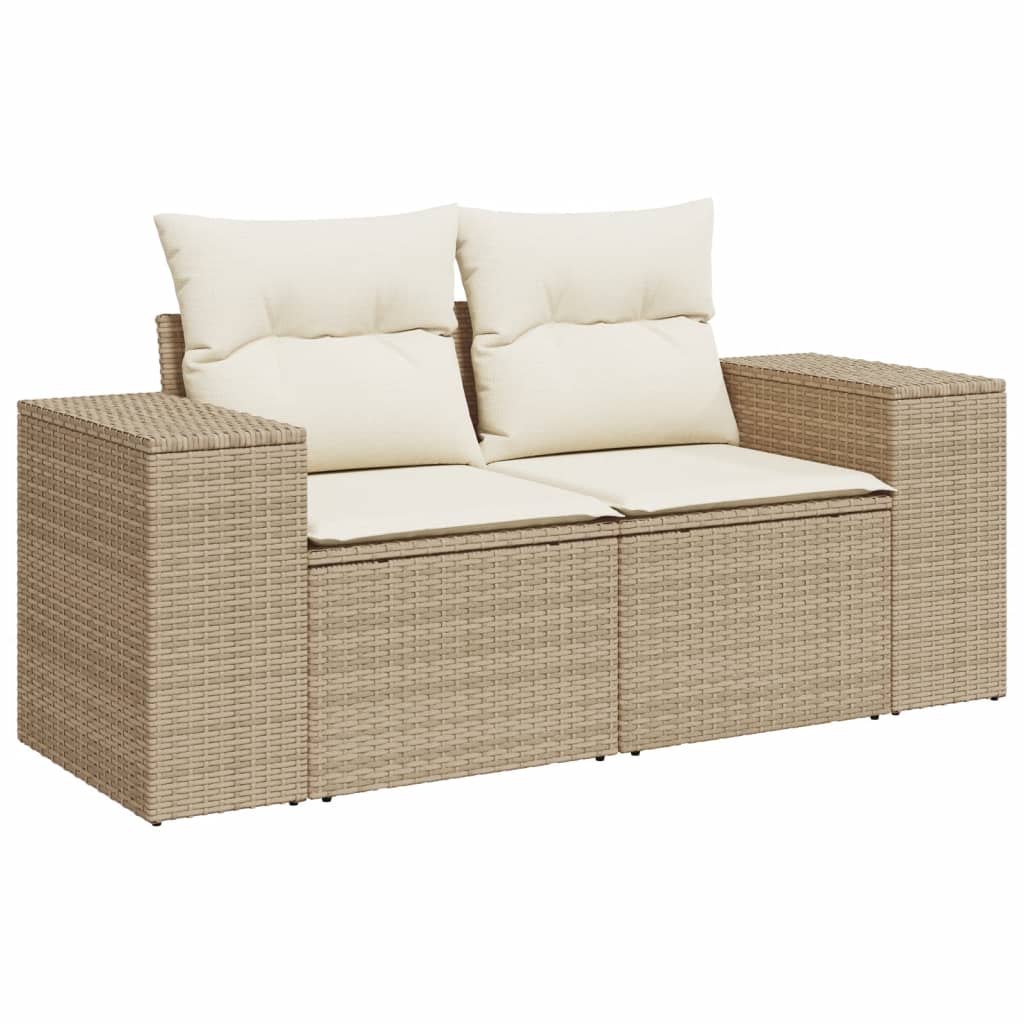 Set canapele de gradina cu perne, 10 piese, bej, poliratan — imaginea 6
