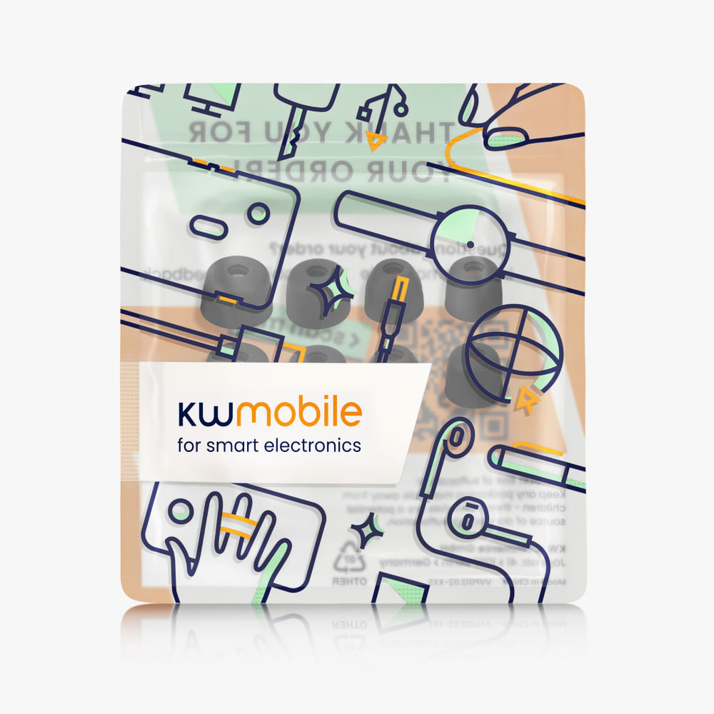Set 8 Varfuri de schimb Kwmobile pentru Sony WF-1000XM5/WF-1000XM4, Negru, Silicon, KWM0000255B001C - 2 | YEO