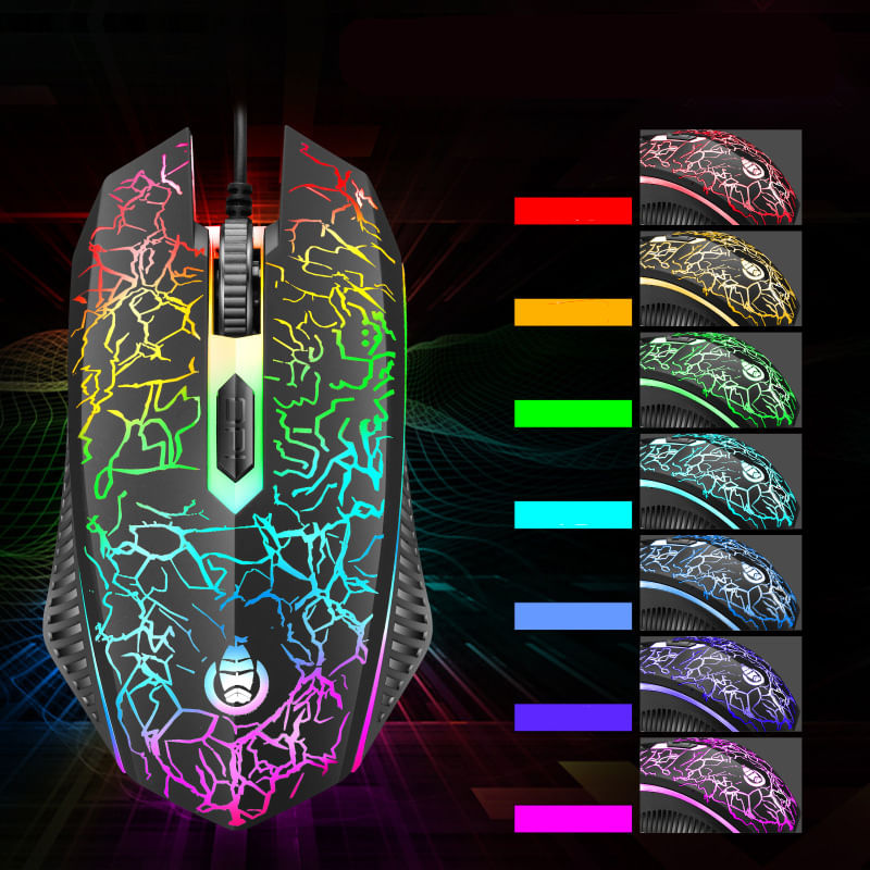 Mouse Gaming RGB MRG MX15, cu Fir, 6000 DPI, 7 culori, 7 Butoane, Negru