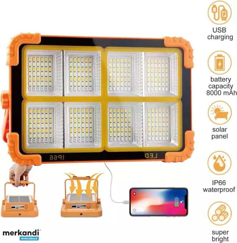 Proiector Led Solar 500W MRG M924, 336 LED, Portabil, cu acumulator, Powerbank — imaginea 3