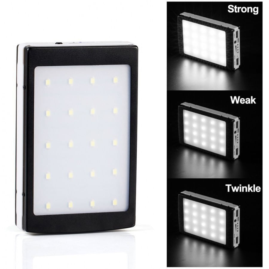 Baterie externa - Power Bank MRG P-187, 20000mAh, Incarcare Solara, Lanterna 20 LED - 1 | YEO