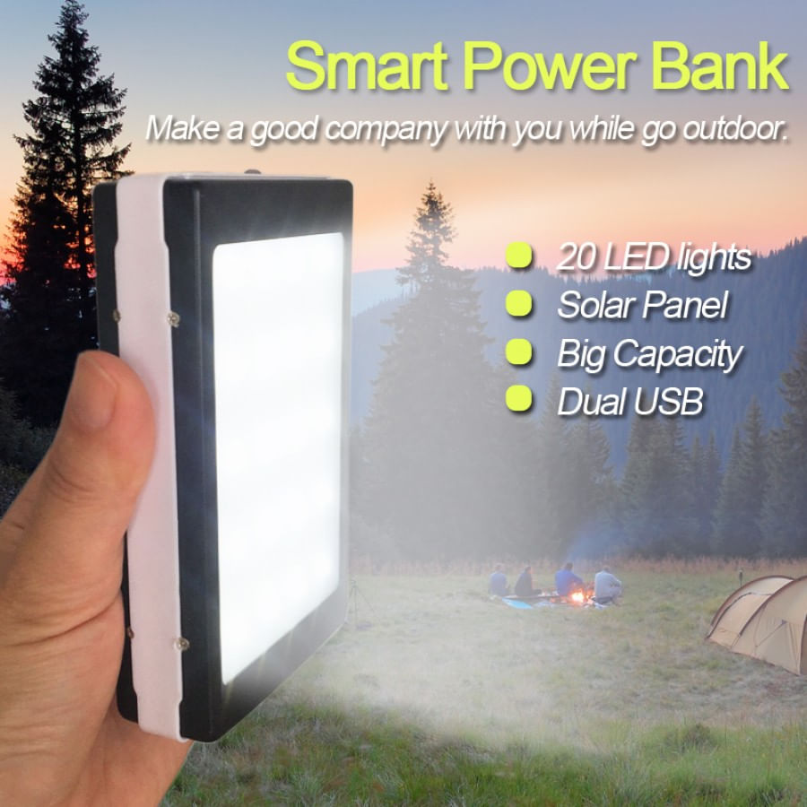 Baterie externa - Power Bank MRG P-187, 20000mAh, Incarcare Solara, Lanterna 20 LED - 4 | YEO