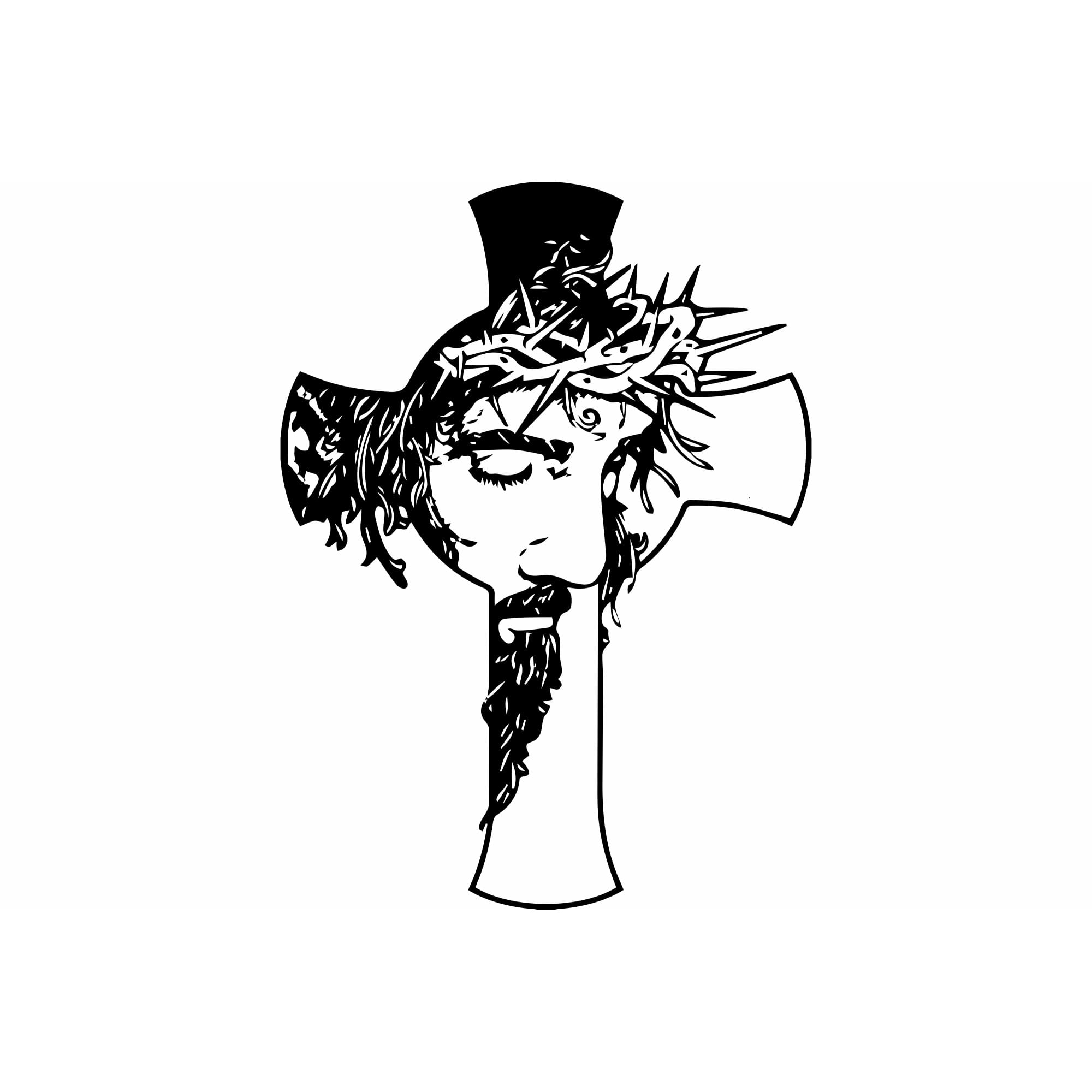 Decor perete Personalizabil Cruce cu Iisus HHH227 din lemn - 28 L x 38 H (cm) - imagine 2