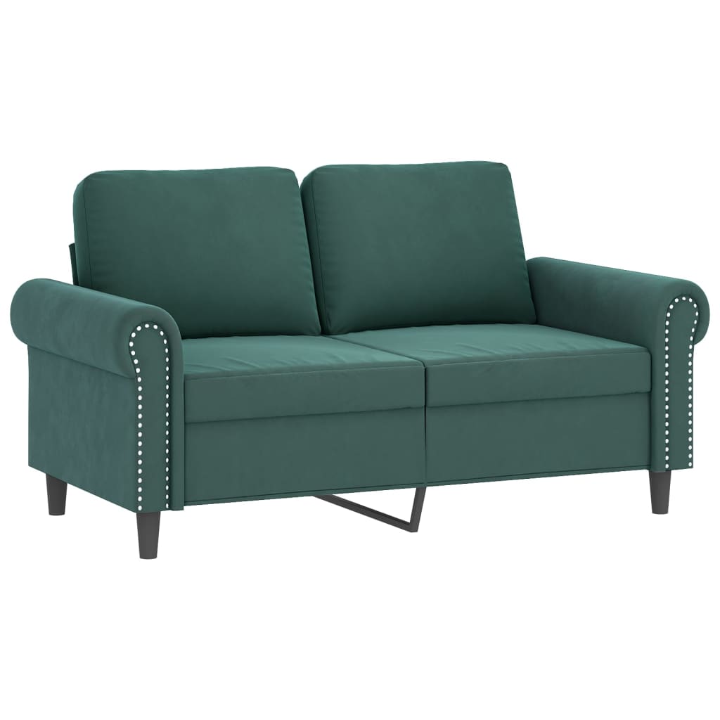 Set canapea cu perne, 2 piese, verde inchis, catifea — imaginea 3