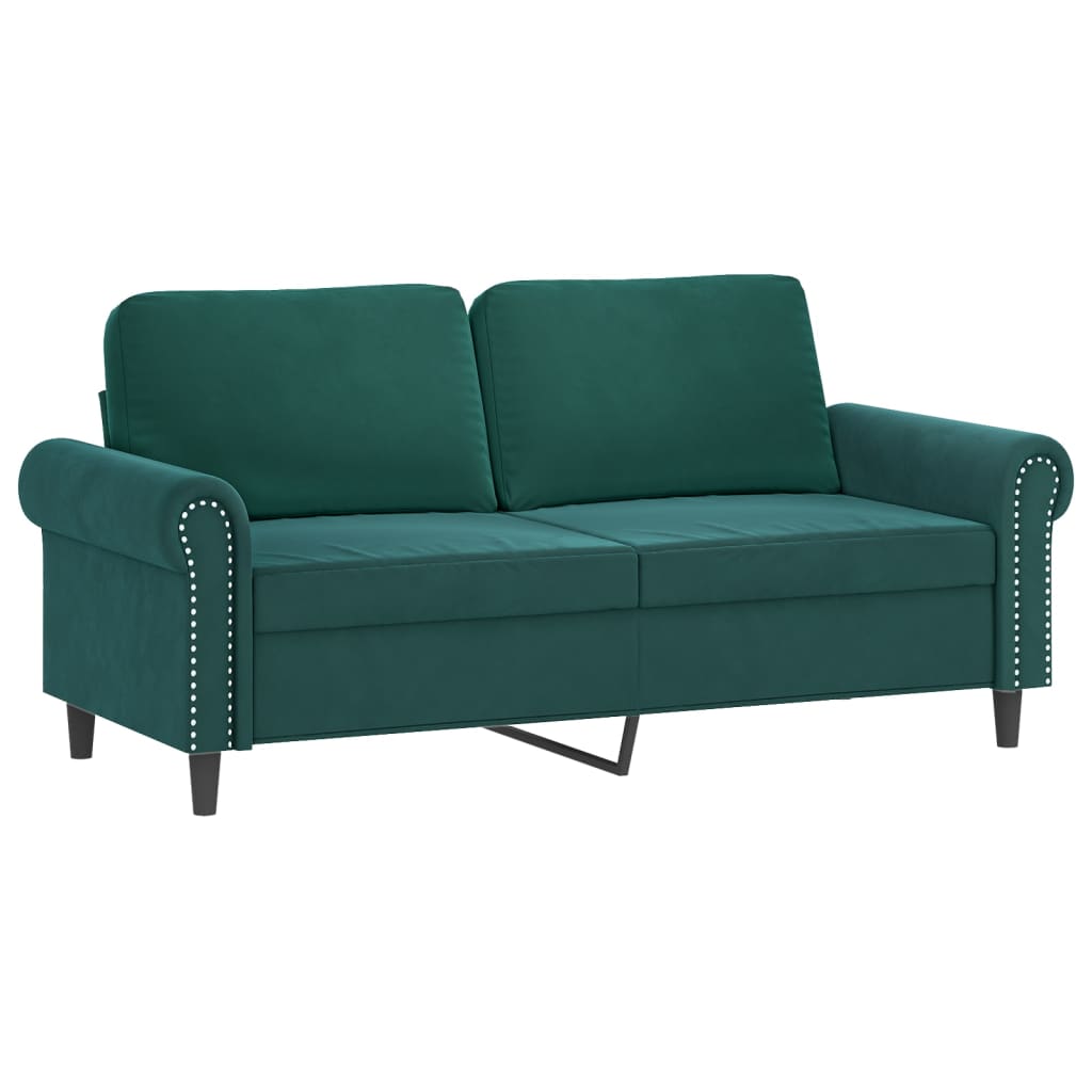 Set canapea cu perne, 2 piese, verde inchis, catifea — imaginea 4