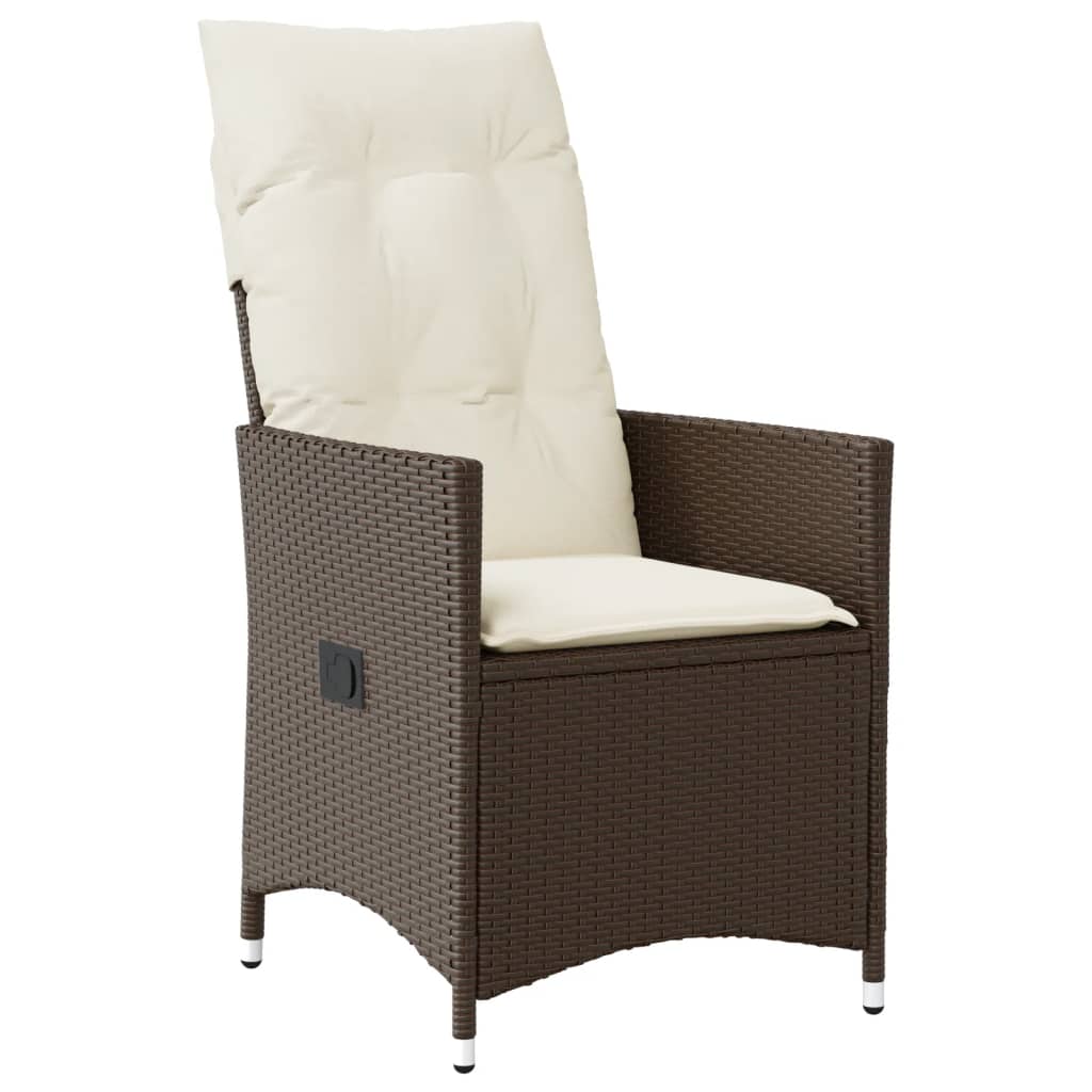 Set bistro de gradina cu perne, 11 piese, maro, poliratan — imaginea 3