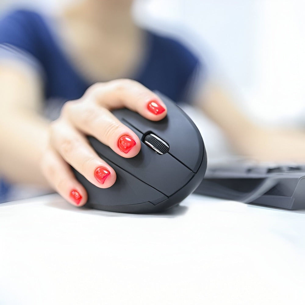 Mouse Wireless Vertical, Ergonomic, Receptor USB Nano, 2.4 GHZ, 6 Butoane, Reglabil 800/1000/1200DPI, Senzor Optic - 3 | YEO