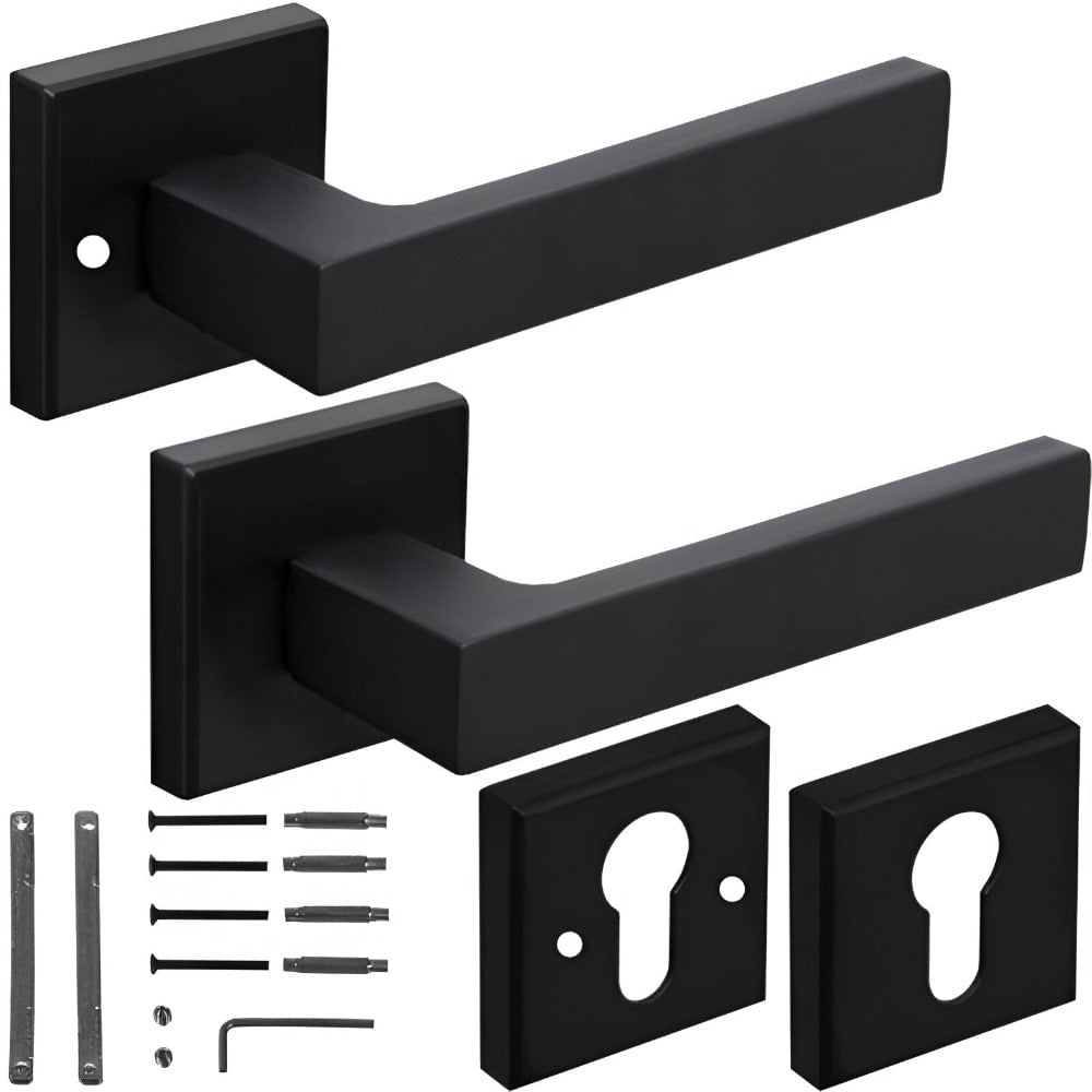 Set Maner Usa Interior cu Rozeta Cheie, Reversibil, Universal,Silentios, Reglabil, Elegant, Rezistent, din Aluminiu/Fier