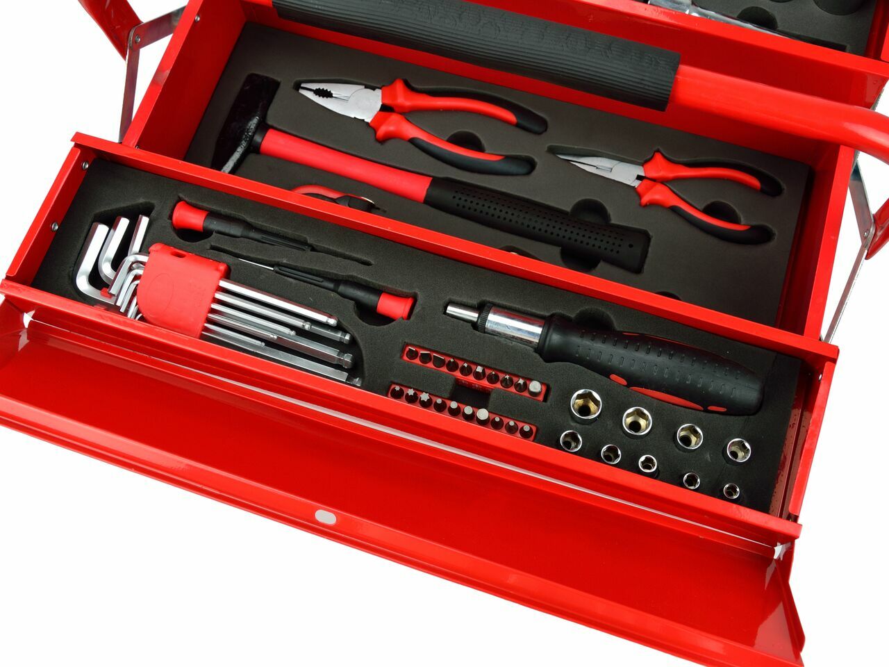 Cutie metalica pentru unelte + scule 64 piese, GEKO G10850 — imaginea 3