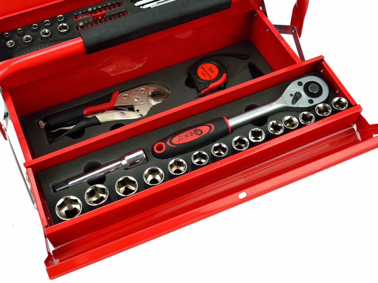 Cutie metalica pentru unelte + scule 64 piese, GEKO G10850 — imaginea 4