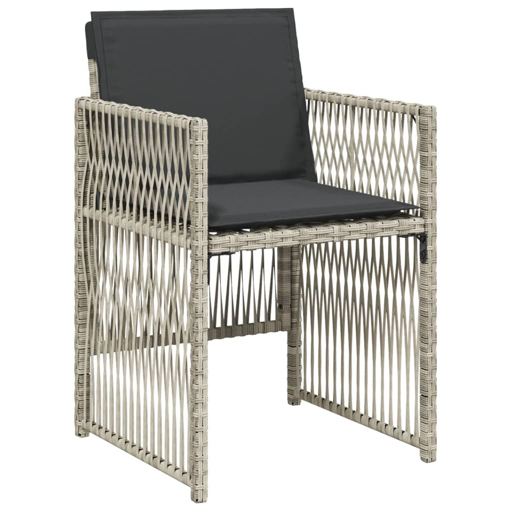 Set mobilier de gradina cu perne 15 piese gri deschis poliratan — imaginea 5