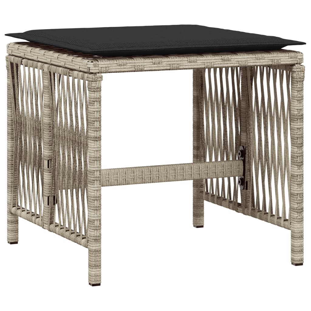 Set mobilier de gradina cu perne 15 piese gri deschis poliratan — imaginea 6