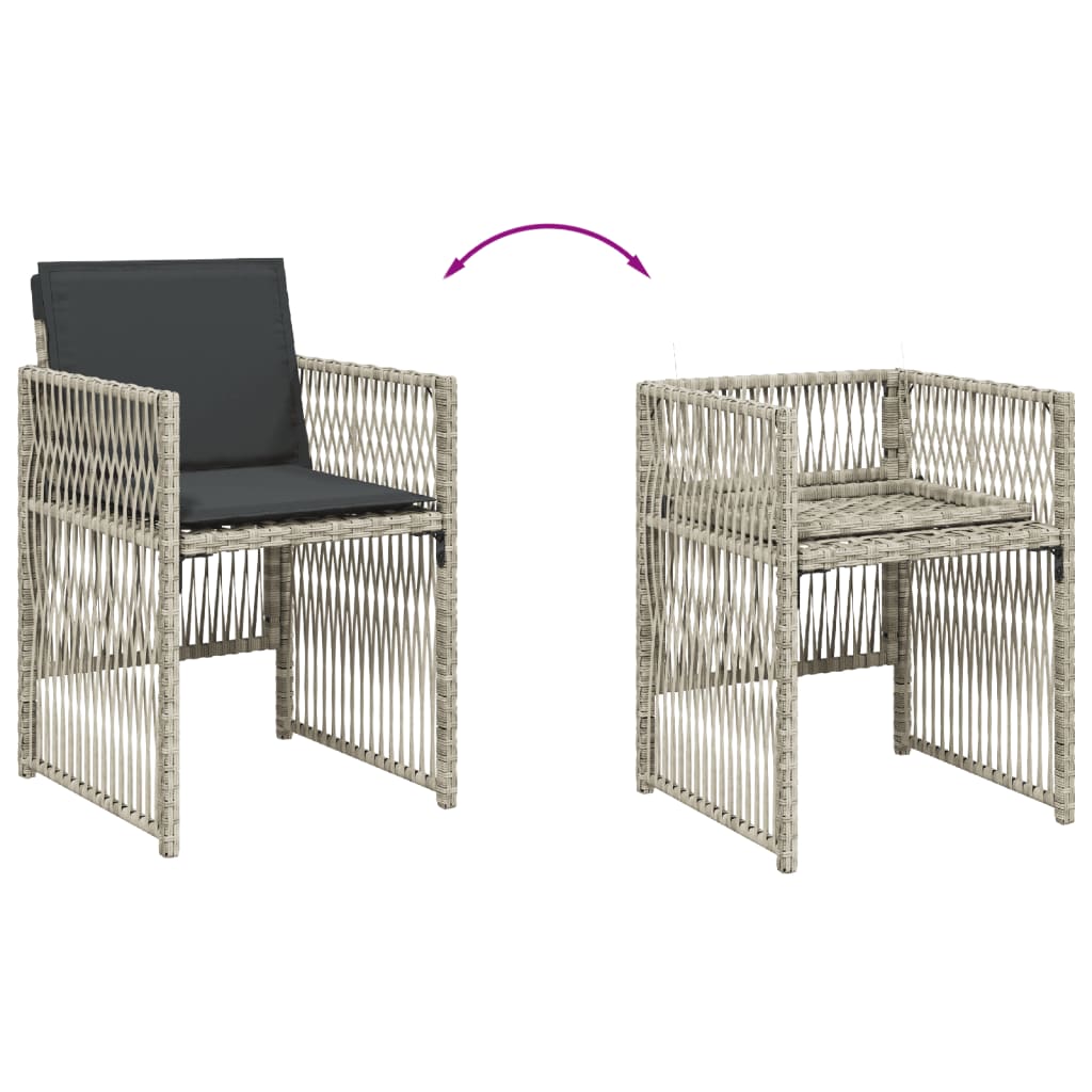 Set mobilier de gradina cu perne 15 piese gri deschis poliratan — imaginea 7