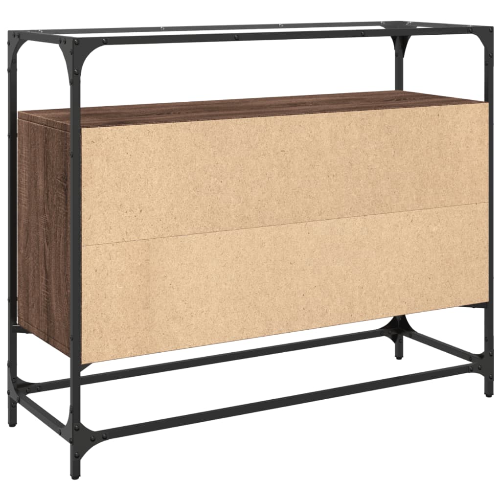 Dulap, blat din sticla stejar maro 98x35x81 cm lemn prelucrat — imaginea 6